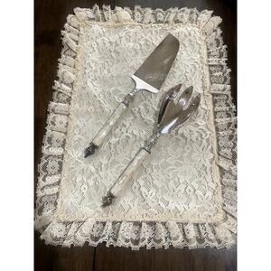 Vintage Towle Silversmiths Serving Set 2 Piece Silver Tone Mid Century